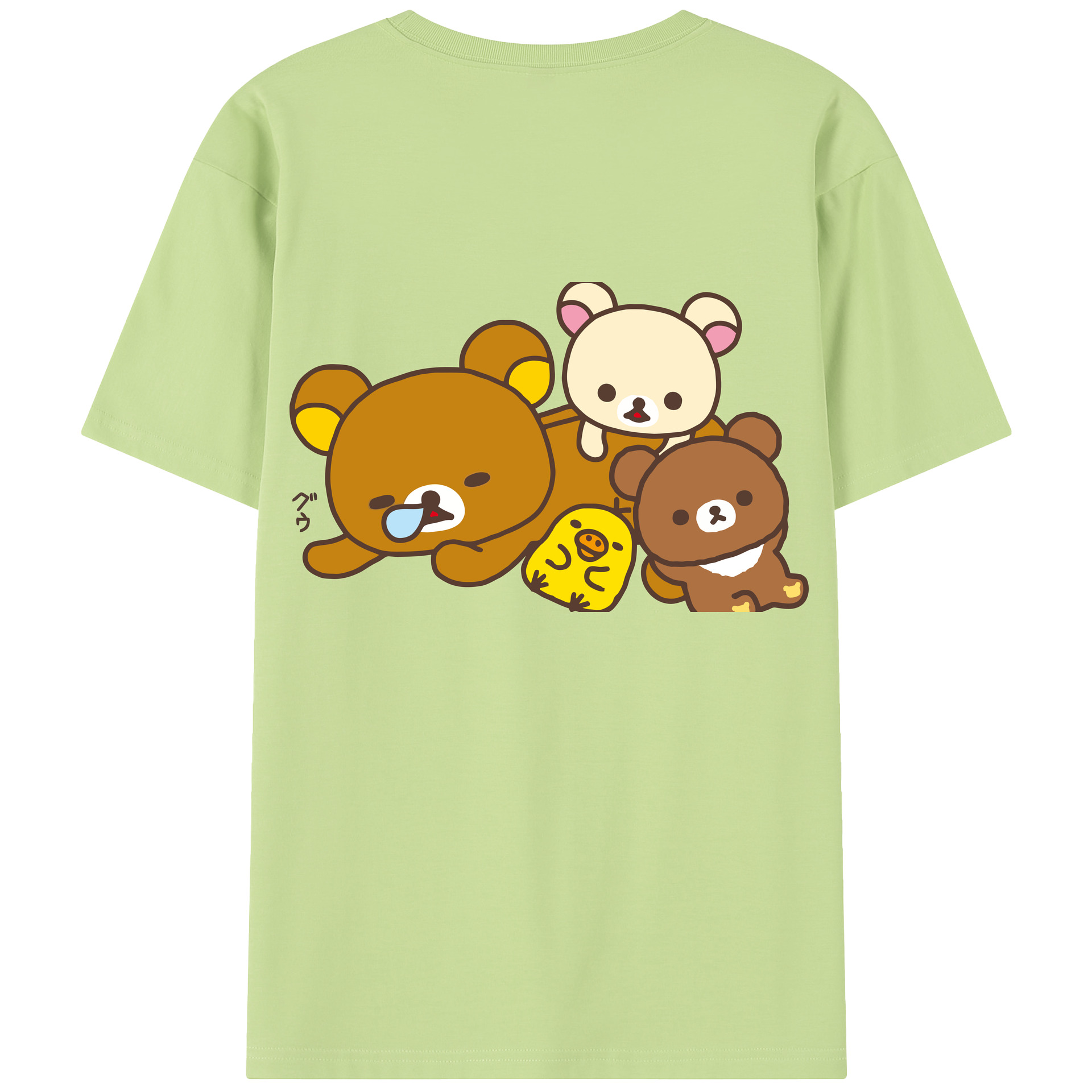 （画像用） リラックマ リラックマ キイロイトリ Rilakkuma Korilakkuma Kiiroitori 綿100％半袖Tシャツ（背面プリント）